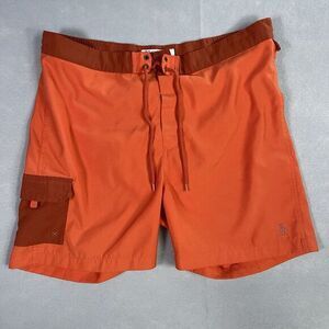 Penguin Musingswear Swim Short Men 34W Orange Meshed Lined Bermuda‎